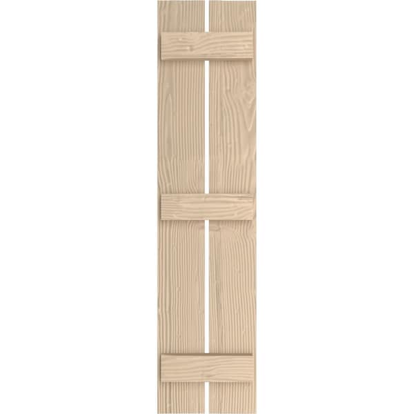 Rustic Two Board Spaced Board-n-Batten Sandblasted Faux Wood Shutters, 11 1/2W X 90H